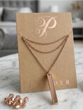 Plunder Rose Gold Bar Pendant Necklace